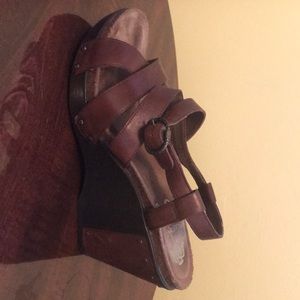 Dansko Brown Leather Wedge Sandals